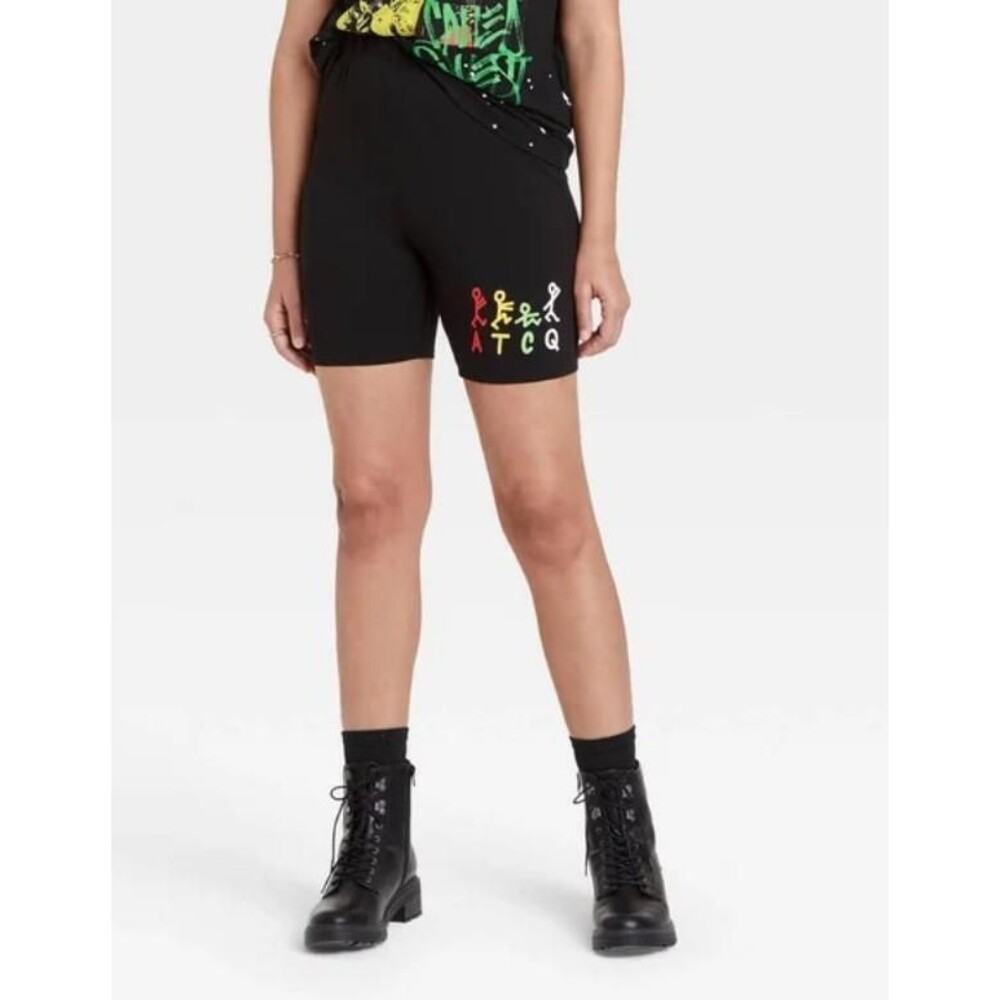 NEW NWT Black Sz XS Elastic Waist A Tribe Called Quest Stretchy Bike Shorts